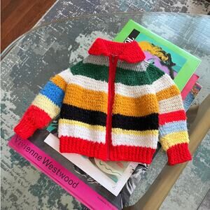 Baby Shawl Collar Knit Vintage 1950's Multicolor Sweater